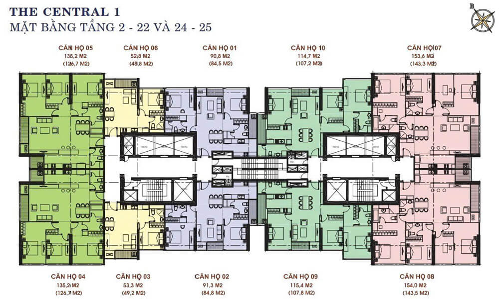mặt bằng căn hộ cho thuê vinhomes central park