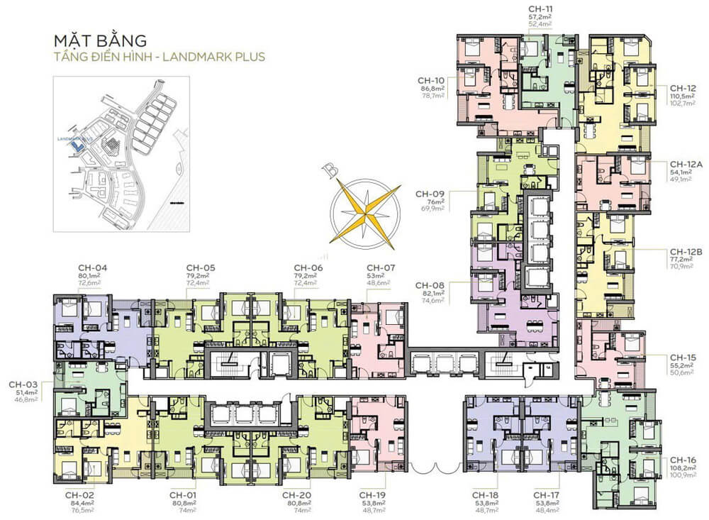 mặt bằng căn hộ cho thuê vinhomes central park