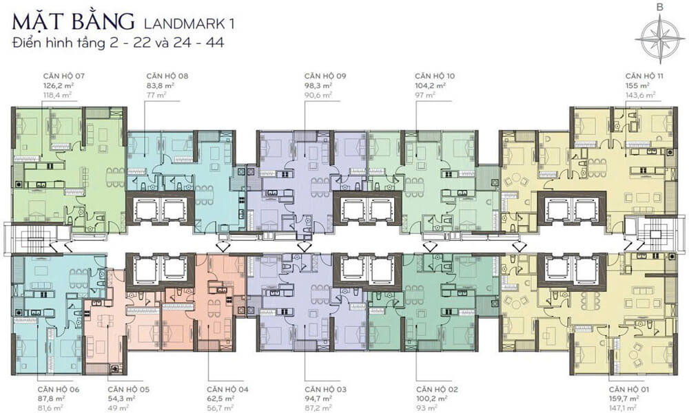 mặt bằng căn hộ cho thuê vinhomes central park