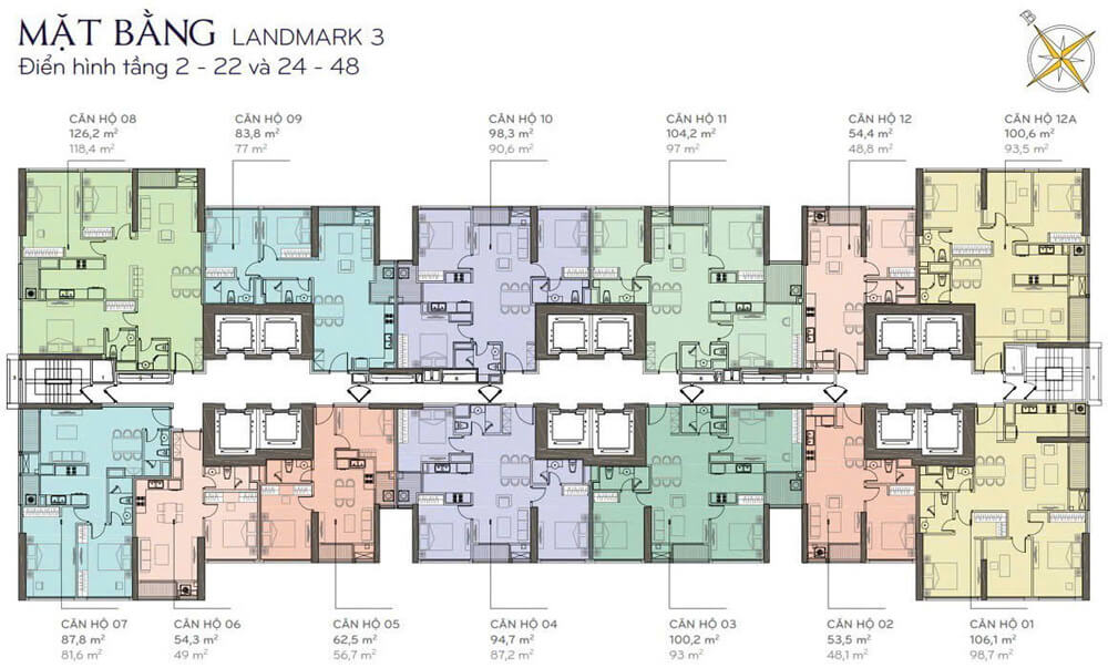 mặt bằng căn hộ cho thuê vinhomes central park