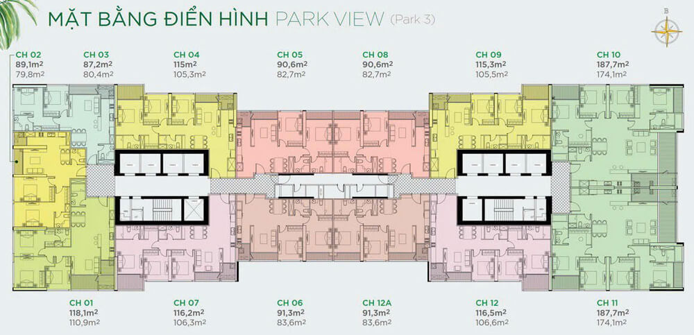 mặt bằng căn hộ cho thuê vinhomes central park