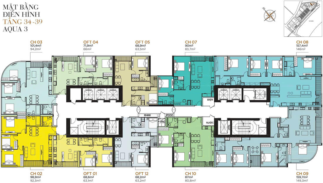 mặt bằng căn hộ golden river bason cho thuê