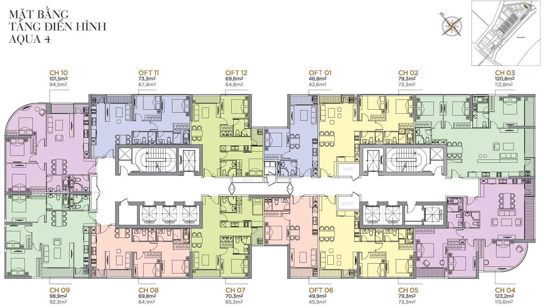 mặt bằng căn hộ golden river bason cho thuê