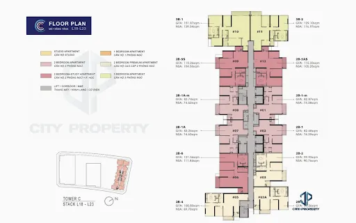 mặt bằng căn hộ cho thuê thhe metropole