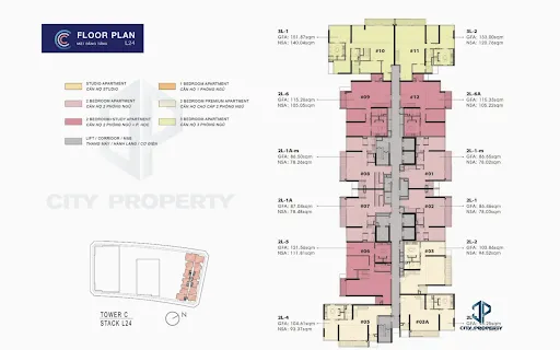 mặt bằng căn hộ cho thuê thhe metropole