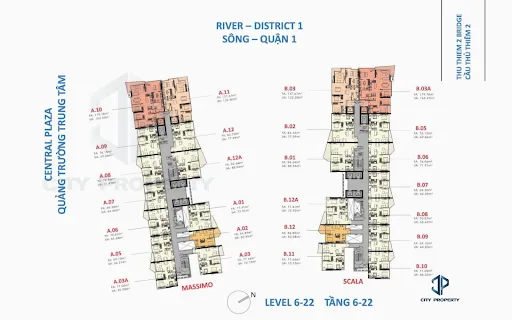 mặt bằng căn hộ cho thuê thhe metropole