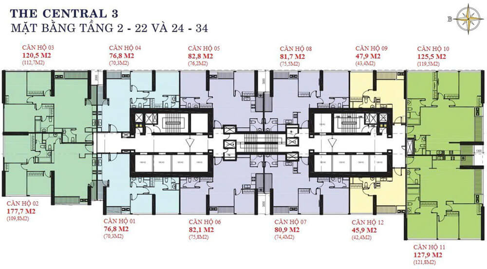 mặt bằng căn hộ cao cấp vinhomes central park