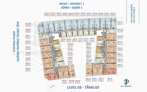 mặt bằng mua bán căn hộ the metropole