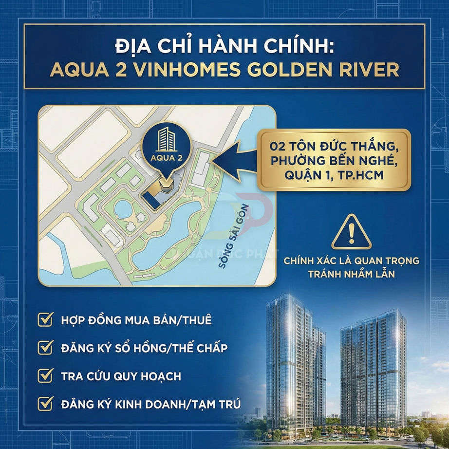 Thông tin địa chỉ Aqua 2 Vinhomes Golden River 02 Tôn Đức Thắng Quận 1 TP HCM và hình ảnh tòa tháp căn hộ cao cấp