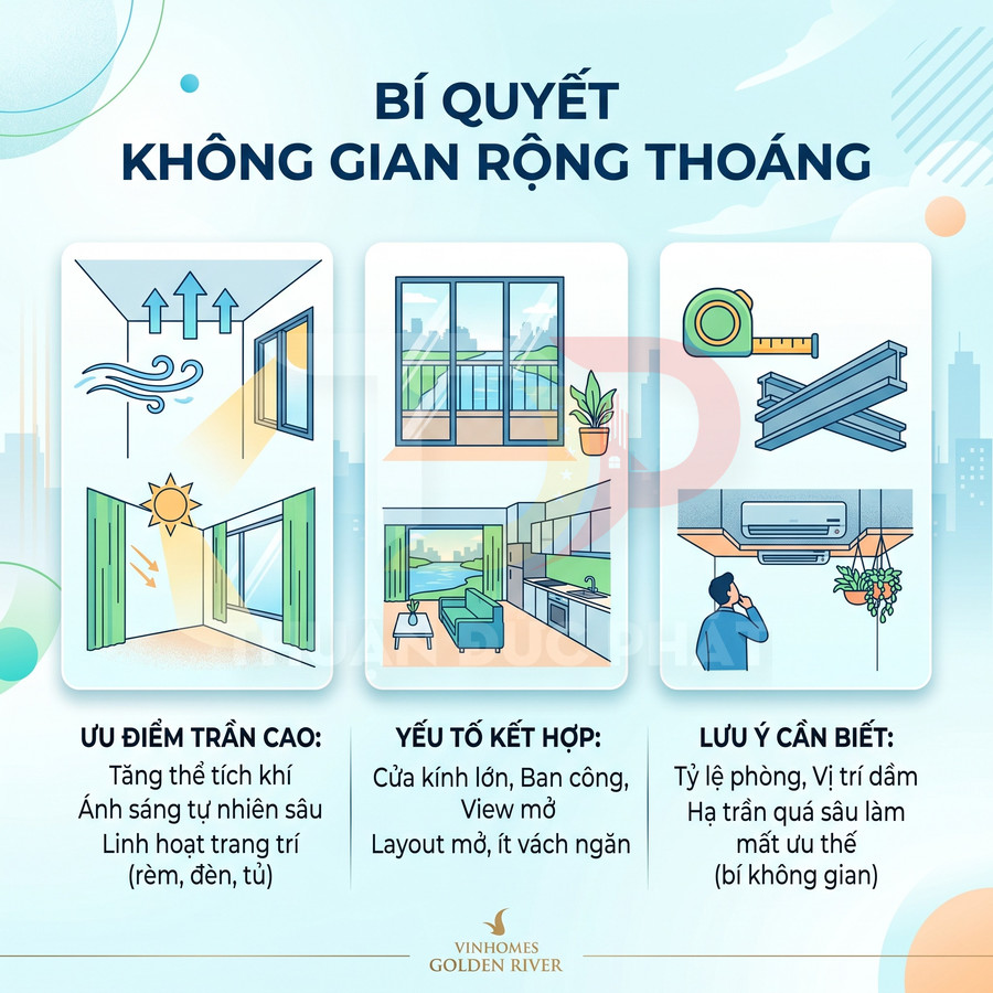 Chiều cao trần căn hộ Vinhomes Golden River có tạo cảm giác rộng thoáng hơn không?