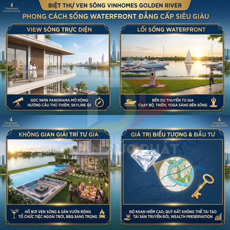 Biệt thự ven sông Vinhomes Golden River với view sông trực diện và không gian giải trí sang trọng