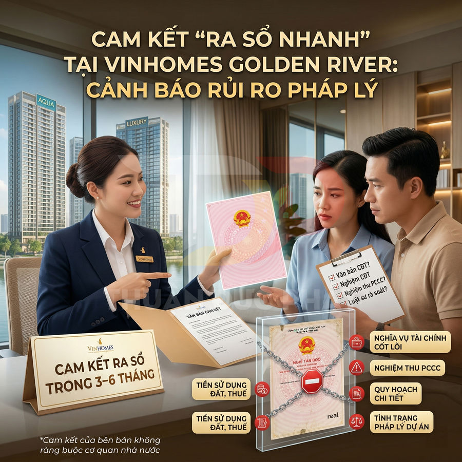 Tư vấn pháp lý sổ đỏ dự án căn hộ Vinhomes Golden River với nhân viên giới thiệu cam kết ra sổ 3 đến 6 tháng