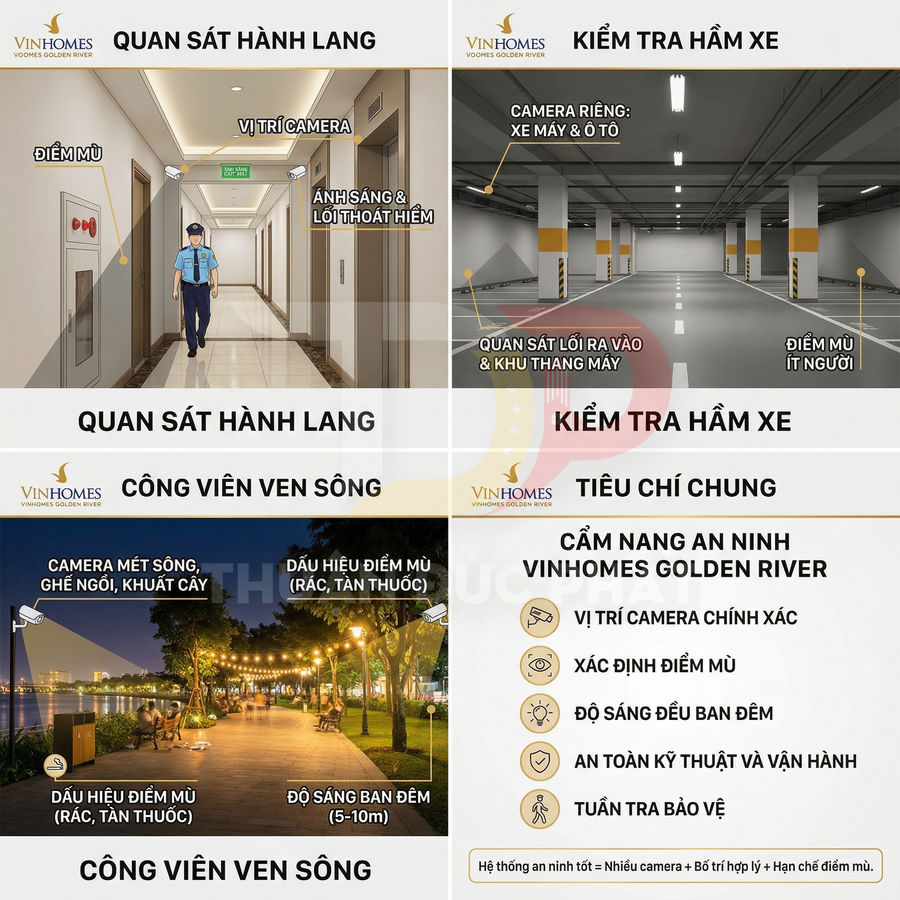Cẩm nang an ninh Vinhomes Golden River với hướng dẫn lắp camera hành lang, hầm xe và công viên ven sông