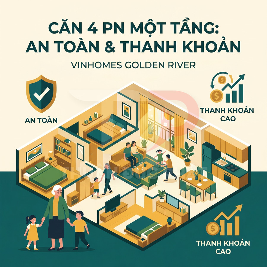 Căn hộ 4 phòng ngủ Vinhomes Golden River an toàn, thanh khoản cao, không gian sống tiện nghi cho gia đình