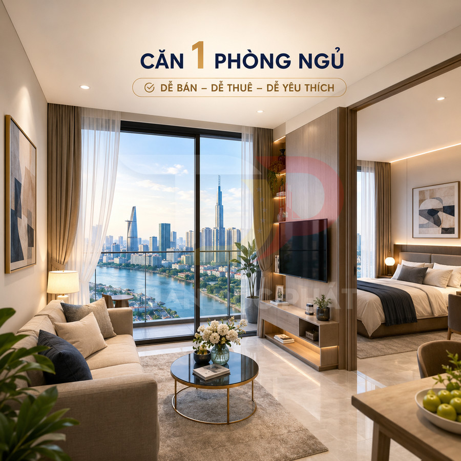 Mặt bằng căn 1 phòng ngủ Vinhomes Golden River: phân tích layout dễ bán dễ thuê