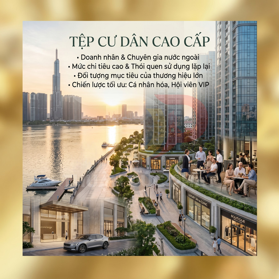 Khu căn hộ cao cấp ven sông với bến du thuyền, trung tâm thương mại và cư dân doanh nhân sang trọng