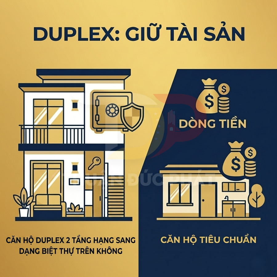 So sánh căn hộ duplex 2 tầng hạng sang với căn hộ tiêu chuẩn về khả năng giữ tài sản và dòng tiền