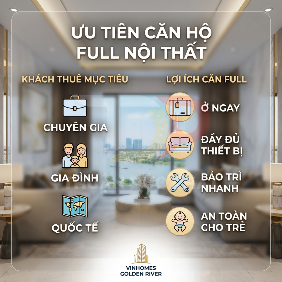 Ưu điểm căn hộ full nội thất Vinhomes Golden River cho chuyên gia, gia đình, khách quốc tế
