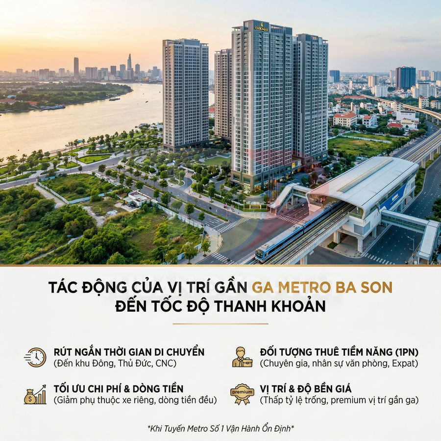 Căn hộ Vinhomes Golden River cạnh ga metro Ba Son tuyến Metro số 1 bên sông Sài Gòn