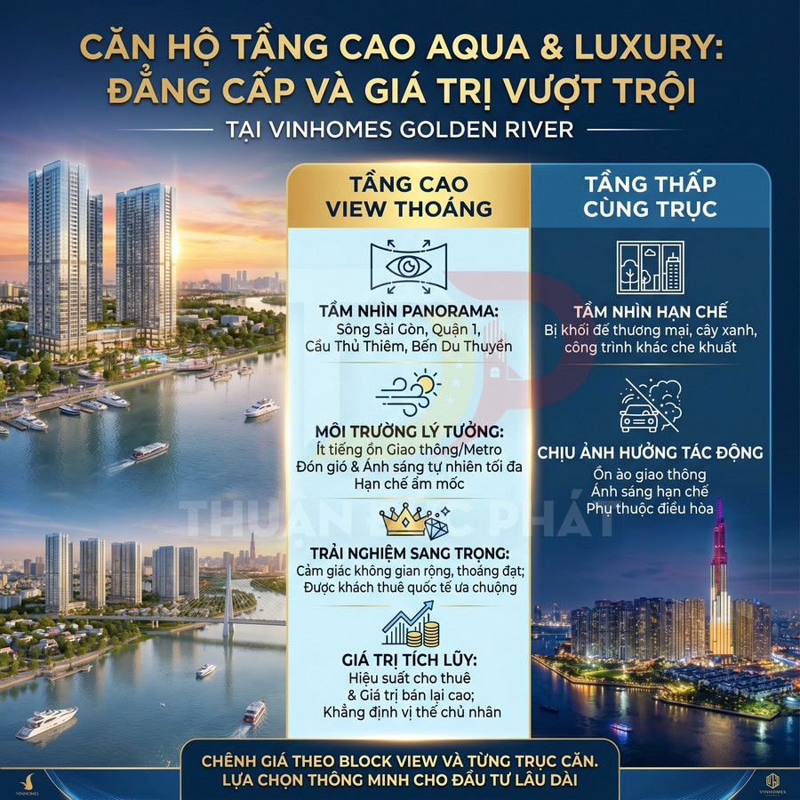 Căn hộ cao tầng Aqua và Luxury tại Vinhomes Golden River view sông Sài Gòn, tiện ích cao cấp, tầm nhìn thoáng