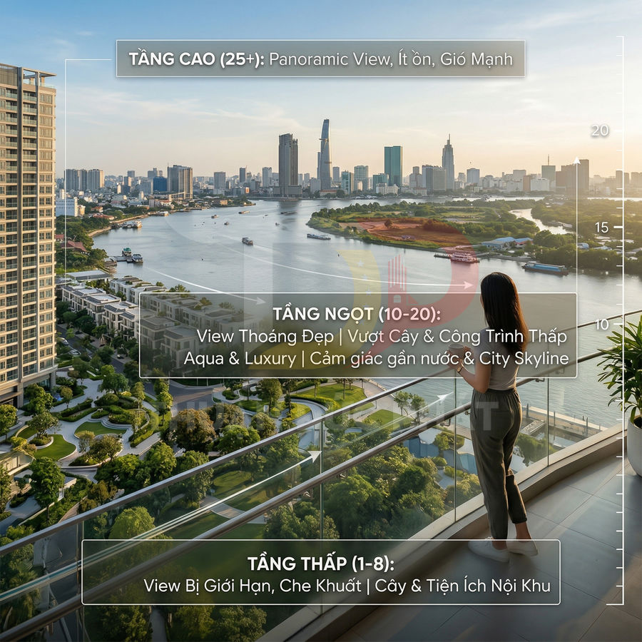 Căn hộ cao cấp view sông Sài Gòn, ban công rộng nhìn toàn cảnh thành phố và khuôn viên xanh
