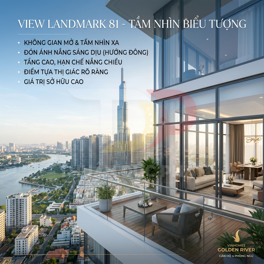 Căn hộ Vinhomes Golden River ban công rộng view Landmark 81 và sông Sài Gòn