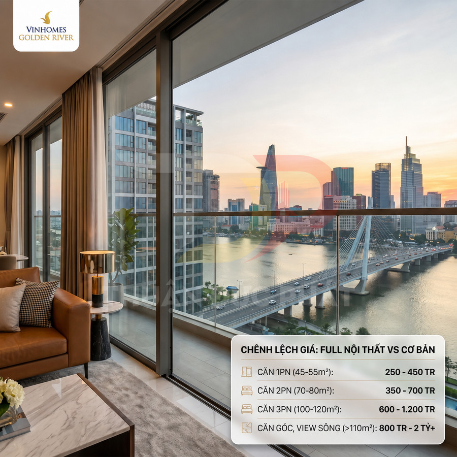 Căn hộ Vinhomes Golden River nội thất cao cấp, cửa kính lớn view sông và trung tâm thành phố Ho Chi Minh