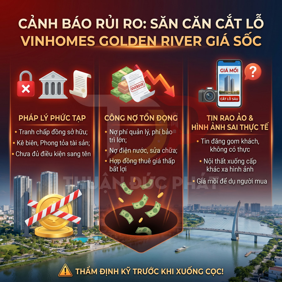 Cảnh báo rủi ro mua căn hộ cắt lỗ Vinhomes Golden River với pháp lý phức tạp, công nợ tồn đọng và tin rao ảo