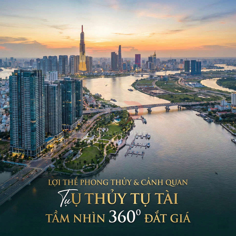 Căn hộ cao cấp ven sông Sài Gòn view toàn cảnh trung tâm thành phố và Landmark 81 lúc hoàng hôn