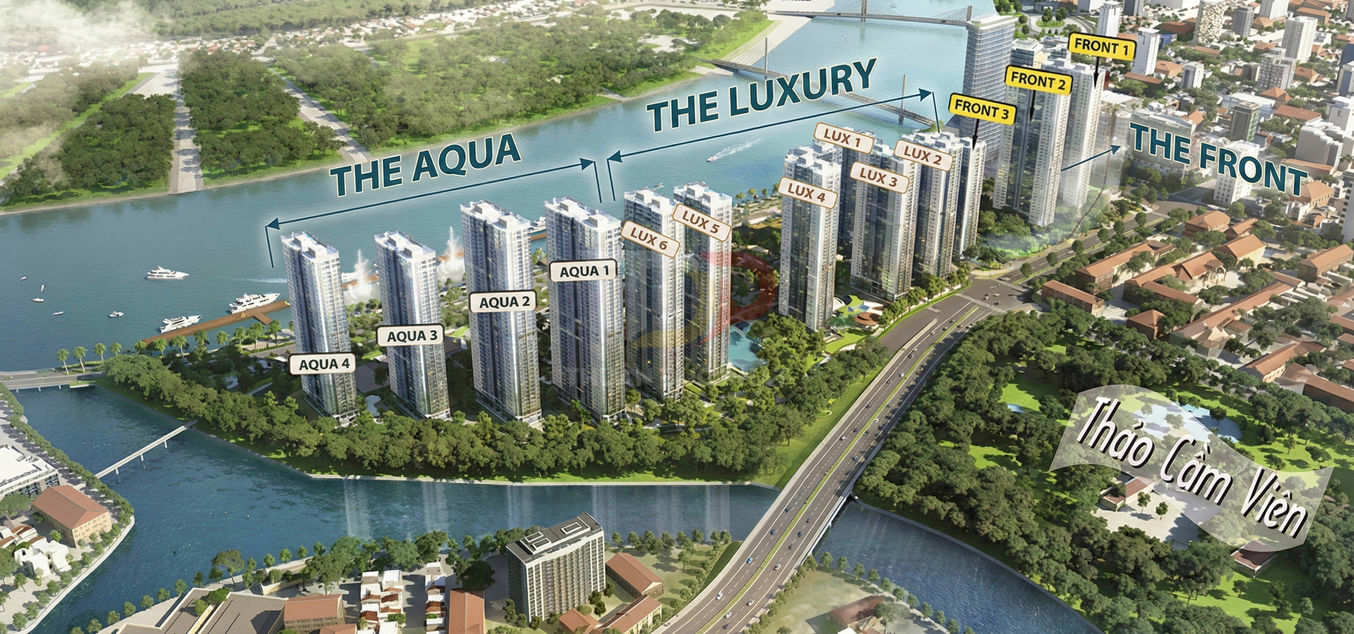 Phối cảnh dự án căn hộ cao cấp The Aqua, The Luxury, The Front ven sông cạnh Thảo Cầm Viên
