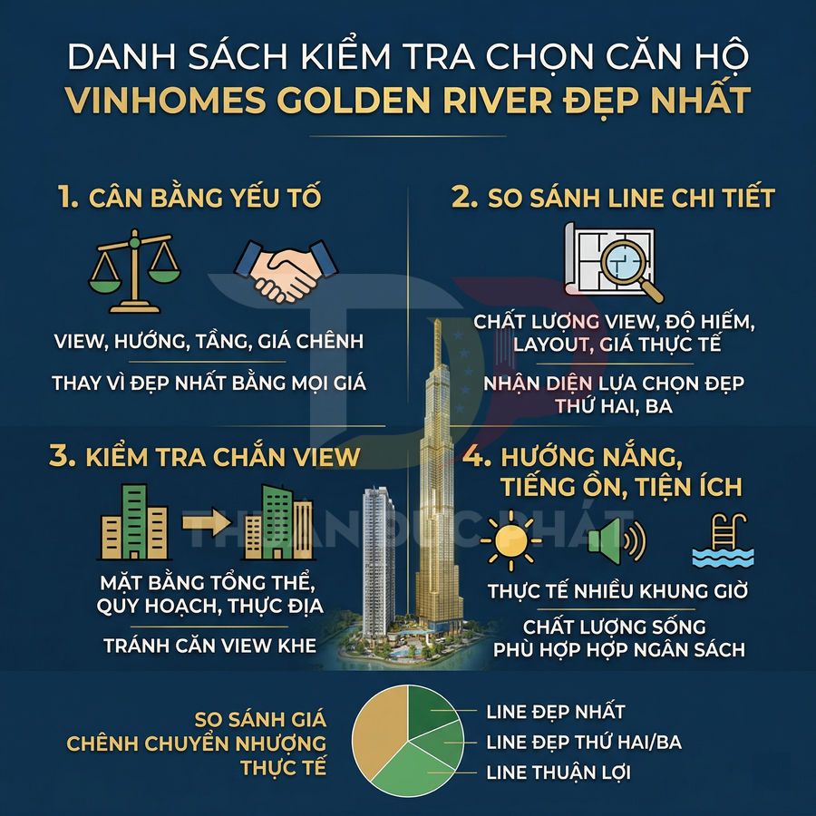 Danh sách kiểm tra chọn căn hộ Vinhomes Golden River đẹp nhất với các tiêu chí view, hướng, tầng, giá và tiện ích