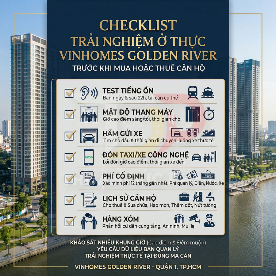 Checklist trải nghiệm thực tế trước khi mua hoặc thuê căn hộ Vinhomes Golden River Quận 1 TP HCM