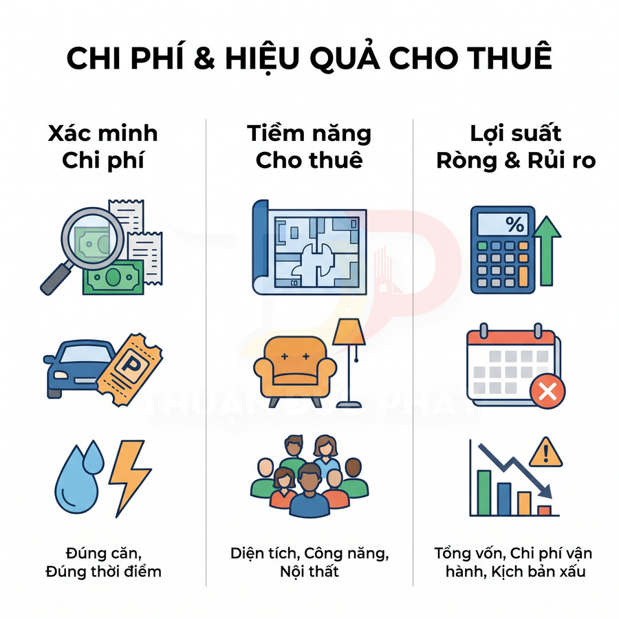 Các yếu tố đánh giá chi phí, tiềm năng cho thuê, lợi nhuận ròng và rủi ro bất động sản