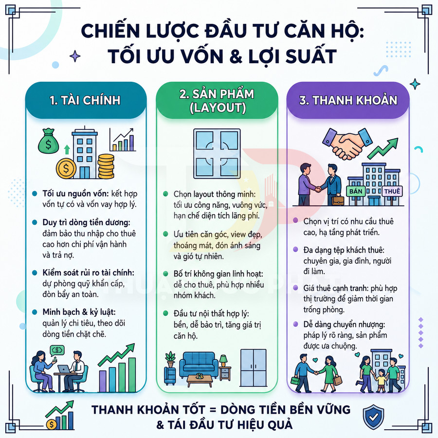 Chiến lược đầu tư căn hộ tối ưu vốn và lợi suất với 3 yếu tố tài chính sản phẩm layout và thanh khoản
