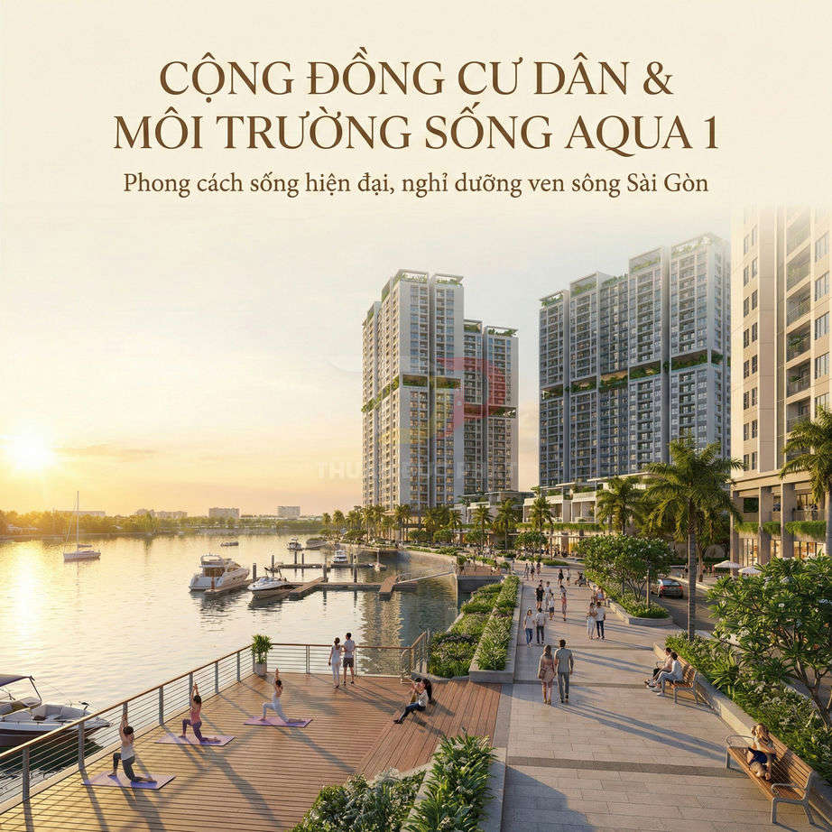 Căn hộ cao cấp Aqua 1 ven sông Sài Gòn với bến du thuyền và lối dạo bộ hiện đại
