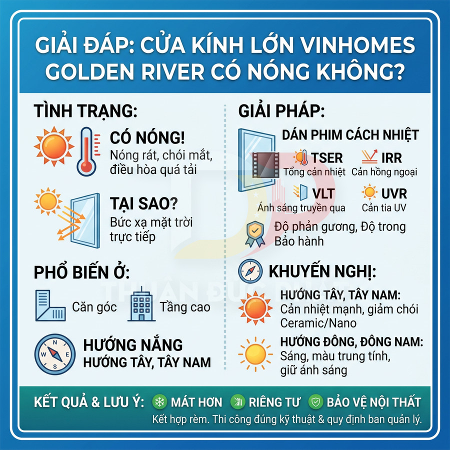 Cửa kính lớn ở Vinhomes Golden River có nóng không? Kinh nghiệm chọn phim cách nhiệt
