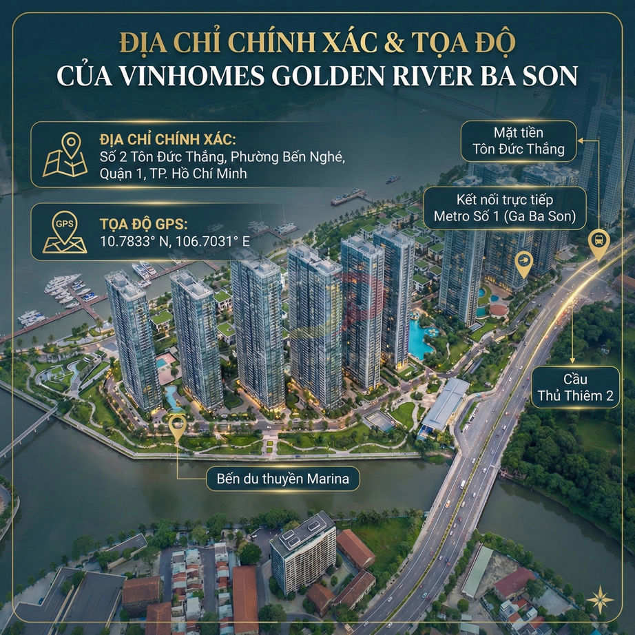 Toàn cảnh dự án căn hộ cao cấp Vinhomes Golden River Ba Son bên sông Sài Gòn và cầu Thủ Thiêm 2