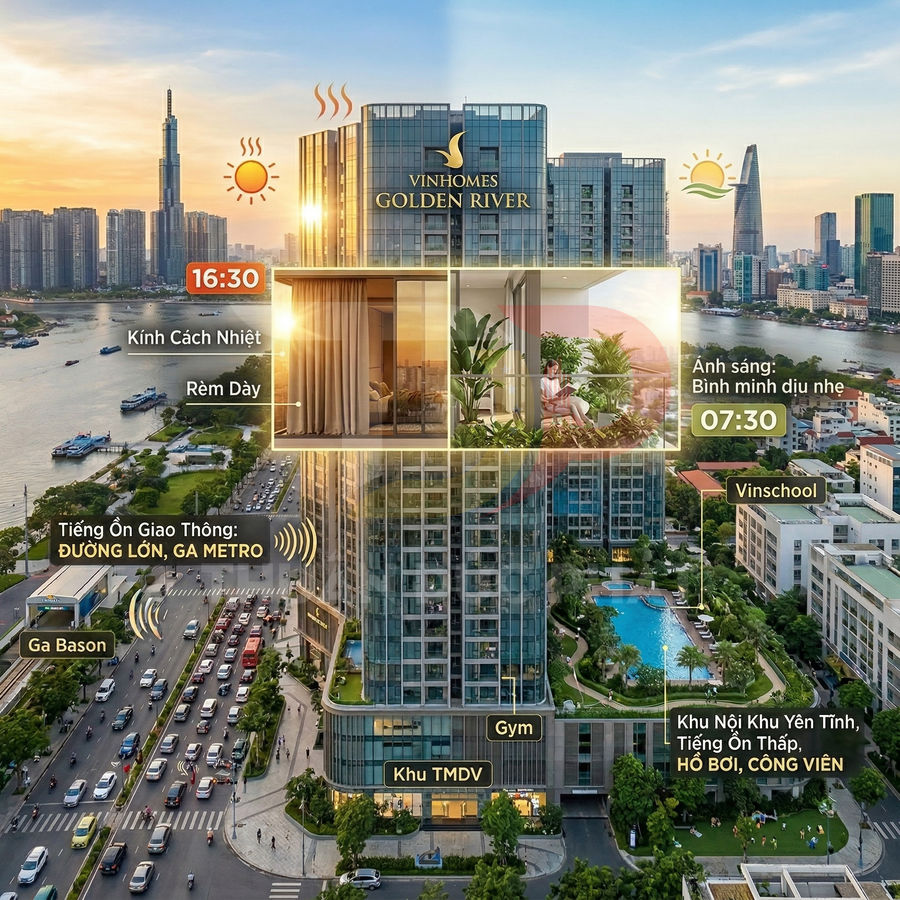Căn hộ cao cấp Vinhomes Golden River view sông Sài Gòn, nội khu yên tĩnh có hồ bơi, công viên và tiện ích gym