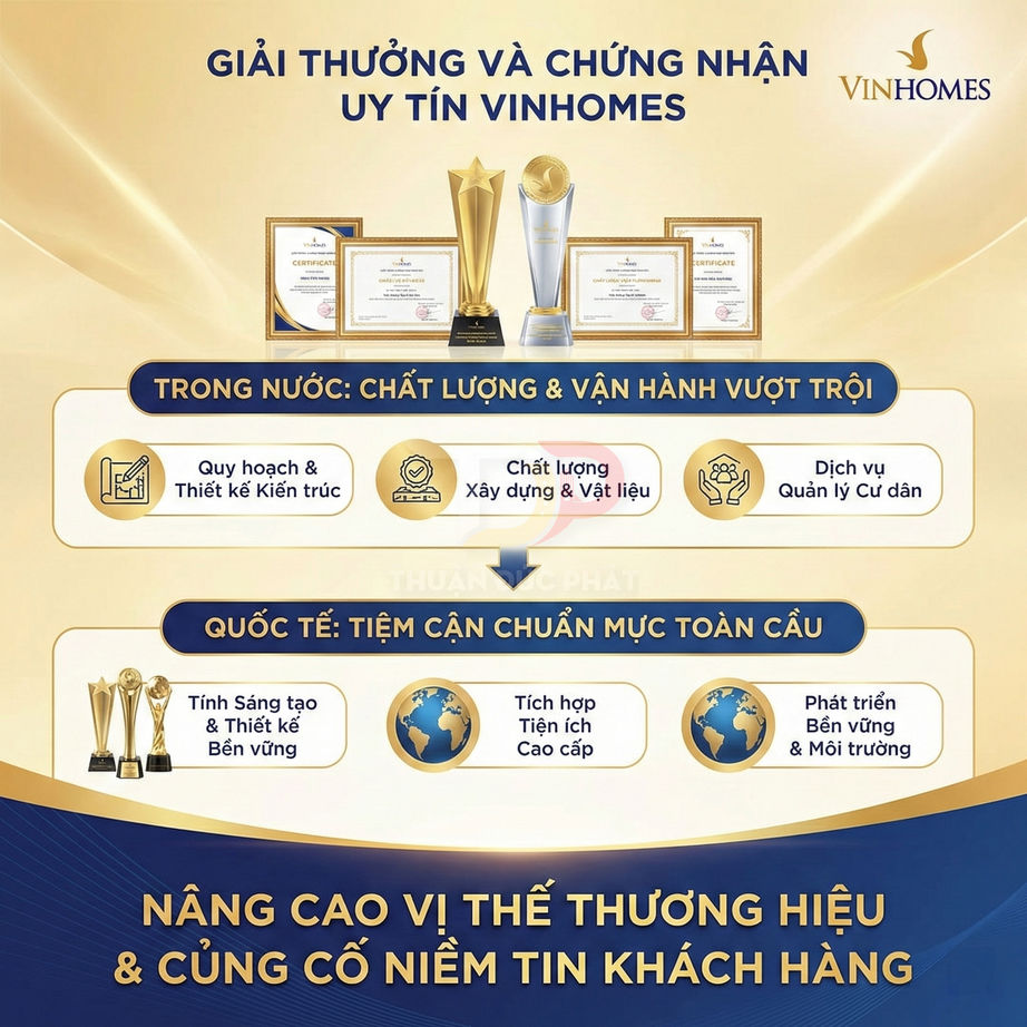 Giải thưởng và chứng nhận uy tín của Vinhomes về chất lượng xây dựng, vận hành và dịch vụ khách hàng