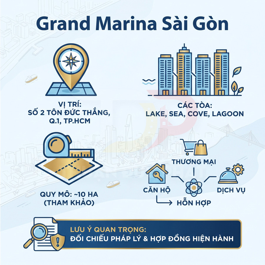 Thông tin dự án Grand Marina Sài Gòn tại số 2 Tôn Đức Thắng, Quận 1, TP.HCM với căn hộ, thương mại và dịch vụ.