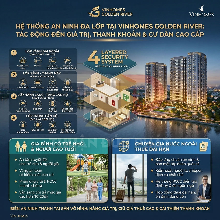 Hệ thống an ninh 4 lớp tại khu căn hộ cao cấp Vinhomes Golden River bên sông Sài Gòn