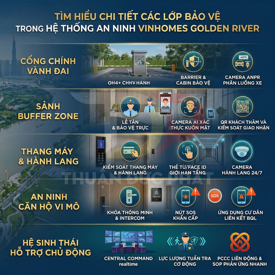 Hệ thống an ninh Vinhomes Golden River gồm những lớp bảo vệ nào?