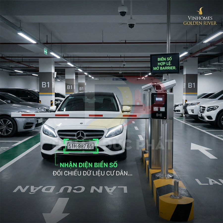 Hệ thống nhận diện biển số tự động cho xe Mercedes tại bãi đỗ xe Vinhomes Golden River