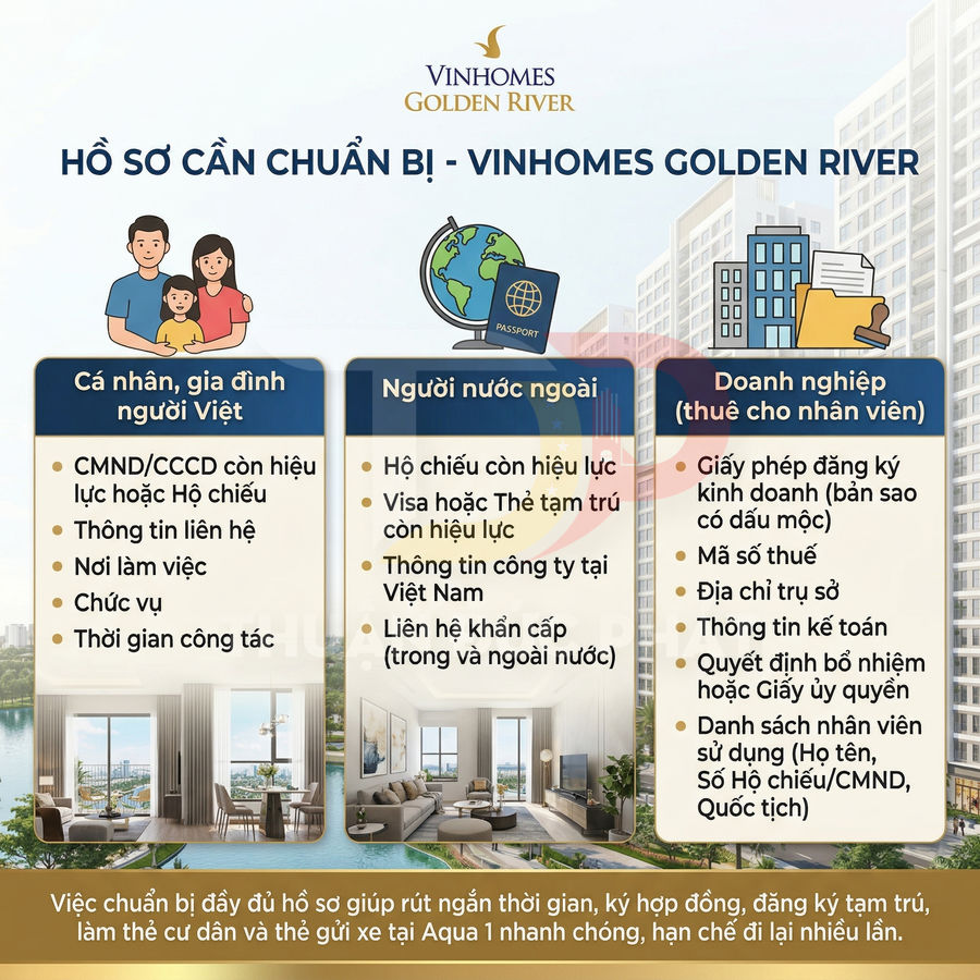 Hướng dẫn hồ sơ cần chuẩn bị khi thuê căn hộ Vinhomes Golden River cho cá nhân, người nước ngoài và doanh nghiệp