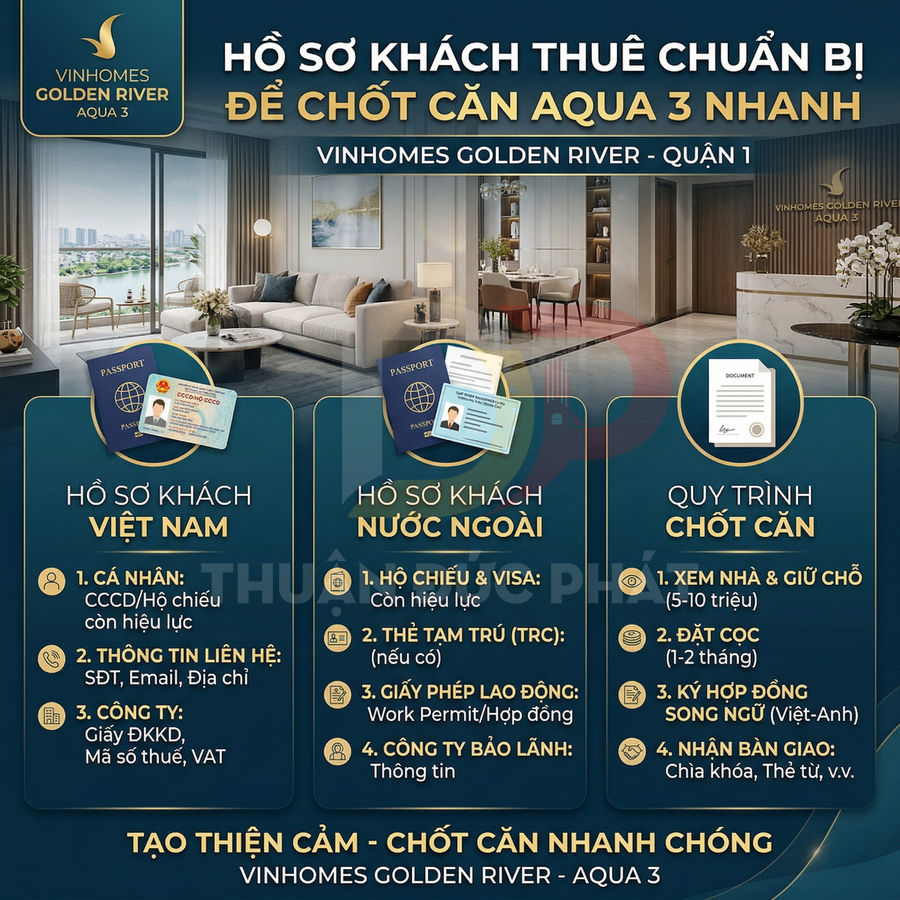 Hướng dẫn chuẩn bị hồ sơ khách thuê và quy trình chốt căn hộ Vinhomes Golden River Aqua 3 Quận 1