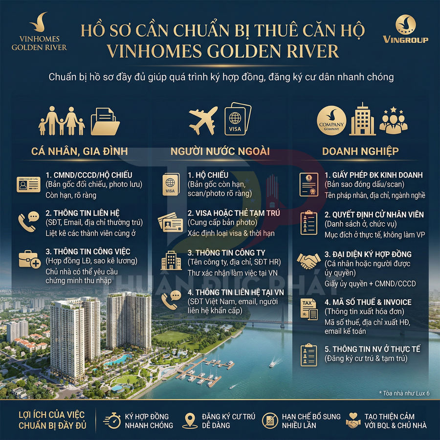 Hướng dẫn chuẩn bị hồ sơ thuê căn hộ Vinhomes Golden River cho cá nhân, người nước ngoài và doanh nghiệp