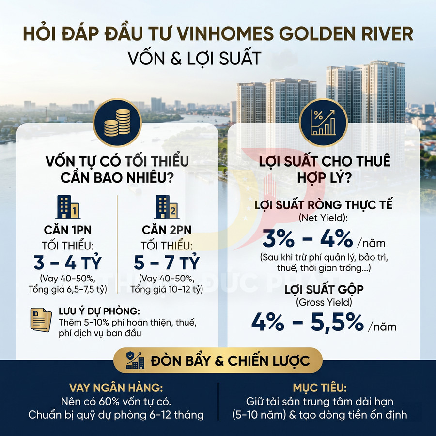 Thông tin vốn đầu tư và lợi suất cho thuê dự án căn hộ Vinhomes Golden River bên sông Sài Gòn