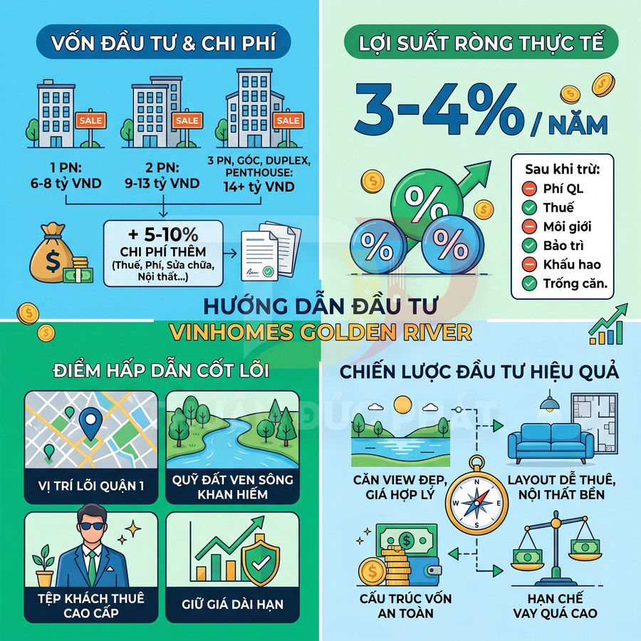 Đầu tư Vinhomes Golden River cần bao nhiêu vốn và lợi suất kỳ vọng thực tế là bao nhiêu?