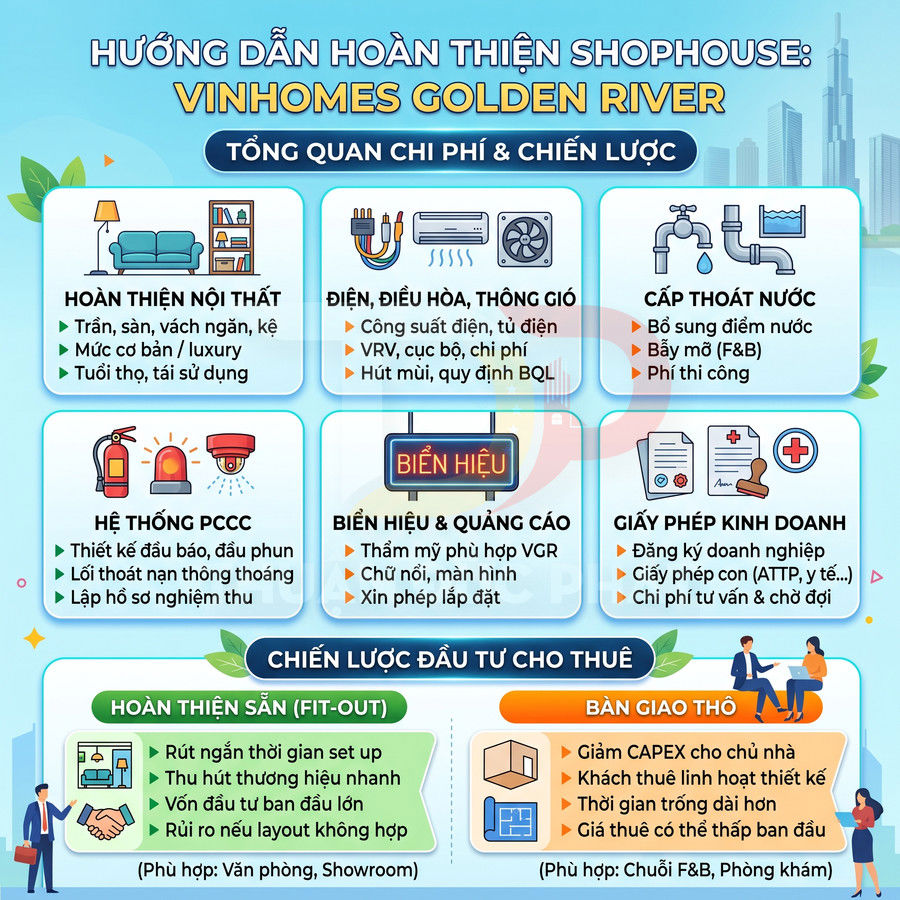 Hướng dẫn hoàn thiện shophouse Vinhomes Golden River với các hạng mục chi phí và chiến lược đầu tư