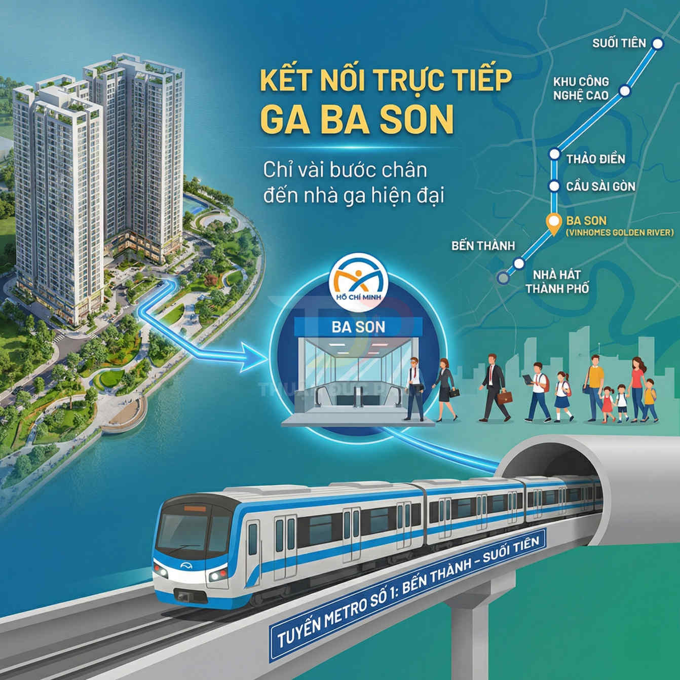 Căn hộ Vinhomes Golden River kết nối trực tiếp ga metro Ba Son tuyến Bến Thành Suối Tiên